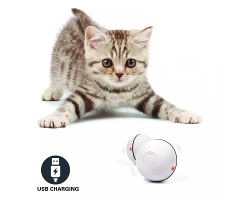 Іграшка для кішки Sundy USB smart м'яч-кулька з хаотичним рухом і червоною точкою, що випромінюється, Білий (301) Іграшка для кішки Sundy USB smart м'яч-кулька з хаотичним рухом і червоною точкою, що випромінюється, Білий (301)