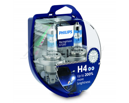 Автолампа PHILIPS 12342RGTS2 H4 60/55W 12V P43T RacingVision GT200 +200% Автолампа PHILIPS 12342RGTS2 H4 60/55W 12V P43T RacingVision GT200 +200%