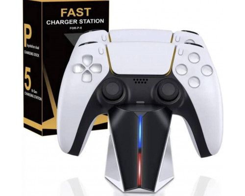 Зарядка для джойстика PS5 BebonCool для PlayStation 5 PS5 DualSense на 2 геймпади з LED підсвічуванням P5 Білий Зарядка для джойстика PS5 BebonCool для PlayStation 5 PS5 DualSense на 2 геймпади з LED підсвічуванням P5 Білий