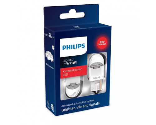 Комплект світлодіодних ламп Philips 11065XURX2 W21W 12/24V Red Комплект світлодіодних ламп Philips 11065XURX2 W21W 12/24V Red