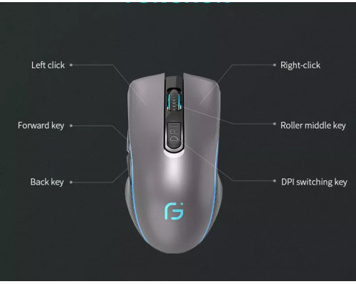 Мишка бездротова ігрова Gamousе X9 з акумулятором та підсвіткою Gray Мишка бездротова ігрова Gamousе X9 з акумулятором та підсвіткою Gray