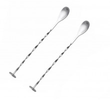 Набір барних коктейльних ложок ТМ з нержавіючої сталі 20,5 см 2 шт Сріблястий (С051368-2)