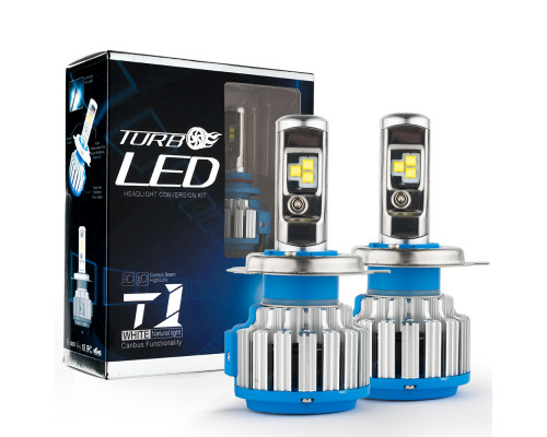 Комплект LED ламп TurboLed T1 H4 6000K 50W 12/24v CanBus з активним охолодженням Комплект LED ламп TurboLed T1 H4 6000K 50W 12/24v CanBus з активним охолодженням