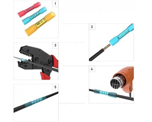 Набір обтискних гільз з термоусадкою RW 0.3-6.0 мм² 50 шт Різнокольоровий (С051298)