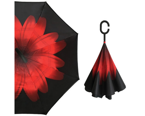 Парасолька Up-Brella колір Червона Квітка жіноча Чорний (2907-7785) Парасолька Up-Brella колір Червона Квітка жіноча Чорний (2907-7785)
