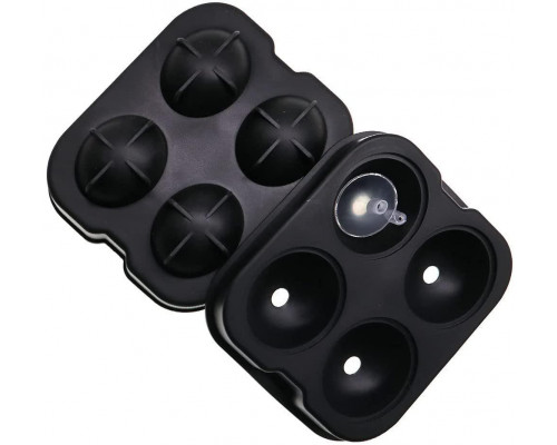 Форма для льоду силіконова Ice Куля 4 комірки 12х12х4,5 см Чорний (C051354)