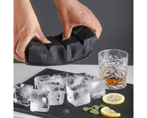 Форма для льоду силіконова Ice з кришкою Кубики 8 комірок 21x11.5x5 см Чорний (С051353)