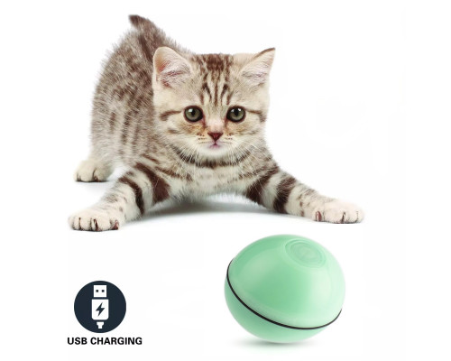 Іграшка для кішки Sundy USB smart м'яч-кулька з хаотичним рухом і червоною точкою, що випромінюється, Зелений (303) Іграшка для кішки Sundy USB smart м'яч-кулька з хаотичним рухом і червоною точкою, що випромінюється, Зелений (303)