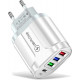 Зарядний пристрій Mirrow 3 USB Type-C Super Charge/Quick Charge 3.0 5V/2.4A White (641152872)