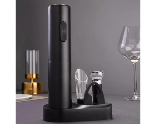 Набір для вина BAR 5в1 штопор на батарейках/аератор/пробка/ніж для фольги 5 предметів Чорний (C051397)