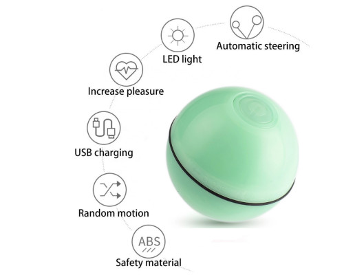 Іграшка для кішки Sundy USB smart м'яч-кулька з хаотичним рухом і червоною точкою, що випромінюється, Зелений (303) Іграшка для кішки Sundy USB smart м'яч-кулька з хаотичним рухом і червоною точкою, що випромінюється, Зелений (303)