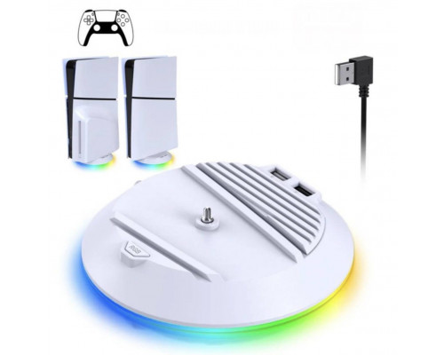 Вертикальний стенд BebonCool для Sony PlayStation Slim з RGB підсвічуванням та 2 USB Hub Білий Вертикальний стенд BebonCool для Sony PlayStation Slim з RGB підсвічуванням та 2 USB Hub Білий