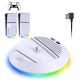 Вертикальний стенд BebonCool для Sony PlayStation Slim з RGB підсвічуванням та 2 USB Hub Білий