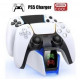 Зарядка для джойстика BebonCool PlayStation 5 PS5 DualSense Dualsense Edge на 2 геймпади з LED RGB Білий