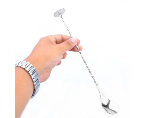 Набір барних коктейльних ложок ТМ з нержавіючої сталі 25,5 см 3 шт Сріблястий (С051370-3)