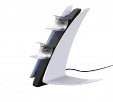 Зарядка для джойстика PS5 Dobe P5 DualSense на 2 геймпади з LED підсвічуванням P5V Світло-сірий