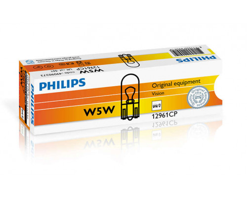 Автолампа ук. PHILIPS 12961CP W5W 12V 5W W2, 1X9, 5d Автолампа ук. PHILIPS 12961CP W5W 12V 5W W2, 1X9, 5d