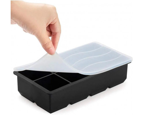 Форма для льоду силіконова Ice з кришкою Кубики 8 комірок 21x11.5x5 см Чорний (С051353)