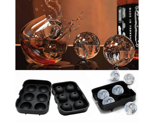 Форма для льоду силіконова Ice Куля 6 комірок 18,5x12,5x4,6 см Чорний (C051355)