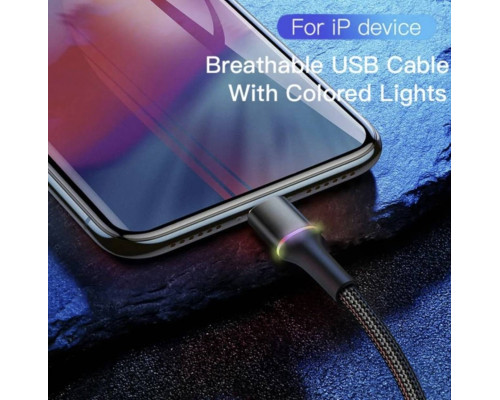 Зарядка USB кабель Bаseus для синхронізації і зарядки iPhone Apple Lightning led підсвічуванням 2 м Чорний Зарядка USB кабель Bаseus для синхронізації і зарядки iPhone Apple Lightning led підсвічуванням 2 м Чорний
