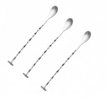 Набір барних коктейльних ложок ТМ з нержавіючої сталі 20,5 см 3 шт Сріблястий (С051368-3)