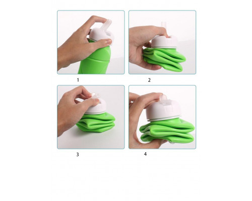 Складна силіконова пляшка для води і напоїв з карабіном water bottle 600 мл Бірюзовий (С051121)