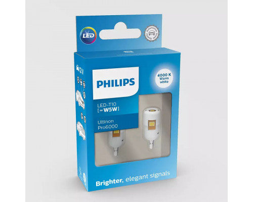 Комплект світлодіодних ламп Philips 11961WU60X2 W5W LED білий Ultinon Pro6000 SI 4000 K Комплект світлодіодних ламп Philips 11961WU60X2 W5W LED білий Ultinon Pro6000 SI 4000 K