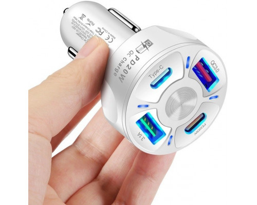 Автомобільний зарядний пристрій No Brand CWa 2USB 2Type-C PD20W QC 3.0 White (3650552) Автомобільний зарядний пристрій No Brand CWa 2USB 2Type-C PD20W QC 3.0 White (3650552)