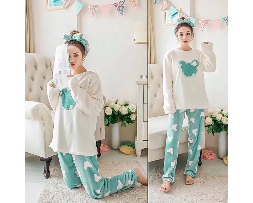Жіноча тепла піжама Lesko Mickey Mouse Green 2XL Жіноча тепла піжама Lesko Mickey Mouse Green 2XL