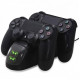 Подвійна зарядна станція Dobe для геймпадів PlayStation (PS4 / PS4 Slim / PS4 Pro) Dualshock 4 з LED індикатором Чорна