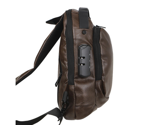 Сумка нагрудна через плече No Brand 694 32х16х10 см Dark Brown