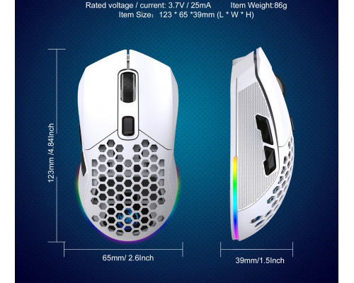 Миша бездротова HXSJ Т28 з акумулятором та RGB підсвічуванням 2,4G+Bluetooth White Миша бездротова HXSJ Т28 з акумулятором та RGB підсвічуванням 2,4G+Bluetooth White