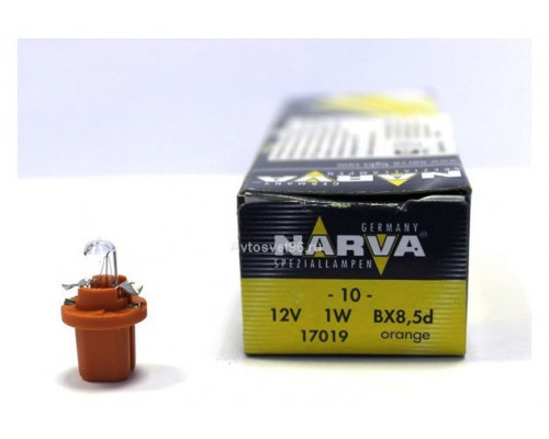 Автолампа ук. NARVA 17019 12V 1,0W BX8,5D ORANGE Автолампа ук. NARVA 17019 12V 1,0W BX8,5D ORANGE