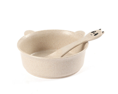 Тарілка з ложкою Lesko A228 Panda Beige Тарілка з ложкою Lesko A228 Panda Beige