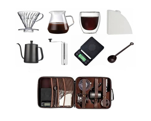 Дорожній кавовий набір Ecocoffee TS-05 Black з 8 предметів Дорожній кавовий набір Ecocoffee TS-05 Black з 8 предметів
