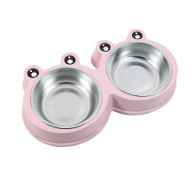 Миска для котів та собак подвійна Taotaopets Frog 135501 Рожевий