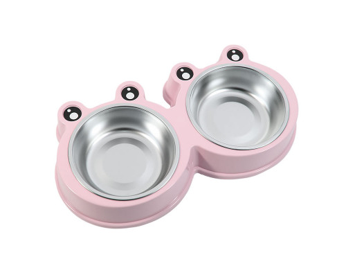 Миска для котів та собак подвійна Taotaopets Frog 135501 Рожевий Миска для котів та собак подвійна Taotaopets Frog 135501 Рожевий