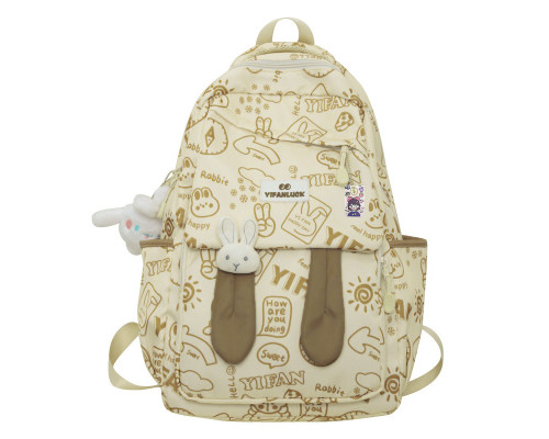 Рюкзак підлітковий Lesko 230632 Beige Зайчик 20 л Рюкзак підлітковий Lesko 230632 Beige Зайчик 20 л