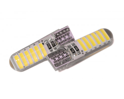 Світлодіодна лампа StarLight T10 12 діодів 7020 12V 1W WHITE / друкована плата в силіконі Світлодіодна лампа StarLight T10 12 діодів 7020 12V 1W WHITE / друкована плата в силіконі