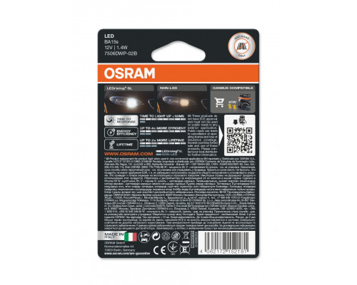 Комплект світлодіодних ламп Osram LEDriving SL 7506DWP-02b P21W 12V BA15s 6000K 2шт Комплект світлодіодних ламп Osram LEDriving SL 7506DWP-02b P21W 12V BA15s 6000K 2шт