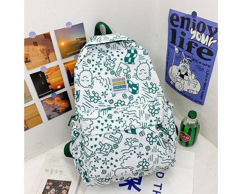 Рюкзак підлітковий No Brand 5154 31х13 см White-Green 13081-84482