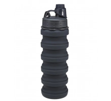 Складана силіконова пляшка для води та напоїв з карабіном water bottle Чорна (7452994123)