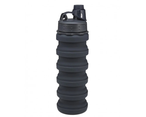 Складана силіконова пляшка для води та напоїв з карабіном water bottle Чорна (7452994123) Складана силіконова пляшка для води та напоїв з карабіном water bottle Чорна (7452994123)