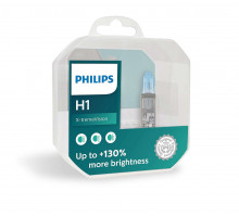Автолампа PHILIPS 12258XVS2+E2 H1 55W 12V P14,5s X-treme Vision +130%