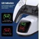 Зарядка для джойстика PS5 Dobe Станція для PlayStation 5 PS5 DualSense на 2 геймпади з LED підсвічуванням Білий
