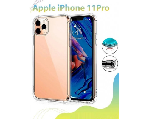 Силіконовий протиударний чохол панель + скло 9Н на Iphone 11Pro прозорий Case (745754746) Силіконовий протиударний чохол панель + скло 9Н на Iphone 11Pro прозорий Case (745754746)