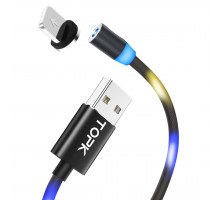 Кабель магнітний Topk Z-line Llightning для зарядки LED USB 1m Black, що світиться (3872-10791)