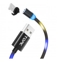 Кабель магнітний Topk Z-line Llightning для зарядки LED USB 1m Black, що світиться (3872-10791)