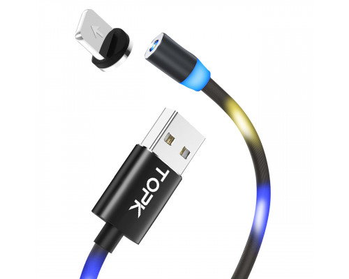 Кабель магнітний Topk Z-line Llightning для зарядки LED USB 1m Black, що світиться (3872-10791) Кабель магнітний Topk Z-line Llightning для зарядки LED USB 1m Black, що світиться (3872-10791)