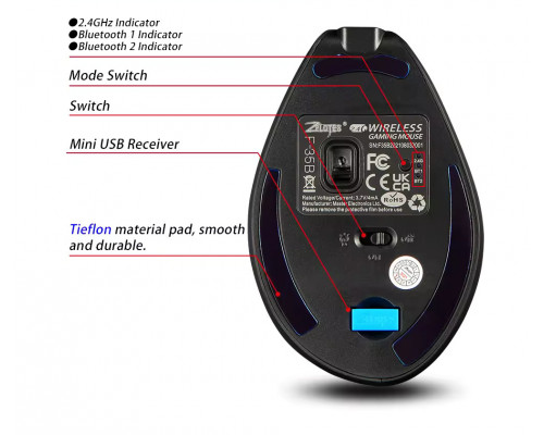 Вертикальна миша бездротова Zelotes F-35 з акумулятором та RGB підсвічуванням Black Вертикальна миша бездротова Zelotes F-35 з акумулятором та RGB підсвічуванням Black